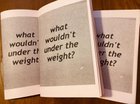 new photo zine: "what wouldn't under the weight?"